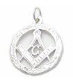 Masonic sterling silver charm with Set Square and Compass .925 x 1 --SFP