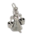 Maid a Milking sterling silver charm .925 x 1 Christmas charms --SFP