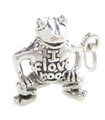 I Love Frogs Frog sterling silver charm .925 x 1 Toad Toads charms --SFP