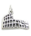 Roman Colosseum 2D sterling silver charm .925 x 1 Rome Italy charms --SFP