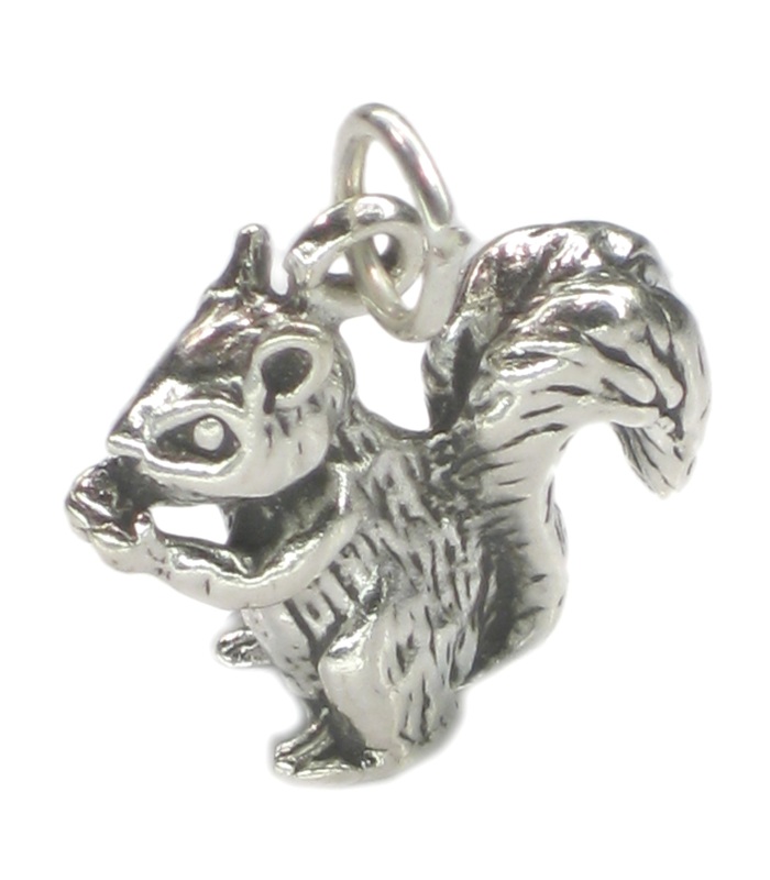 Squirrel sterling silver charm .925 x 1 Squirrels charms --SFP