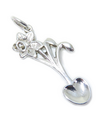 Charm jonquille 2D en argent sterling .925 x 1 breloques fleurs et jonquilles