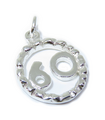 60th Birthday sterling silver charm pendant .925 x 1 Number sixty 60 Anniversary