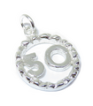 50th Birthday sterling silver charm pendant .925 x 1 Number Fifty 50 Anniversary