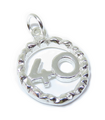 40th Birthday sterling silver charm pendant .925 x 1 Number Forty 40 Anniversary