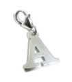 Letter A Initial sterling silver charm on lobster clip .925 x 1 Letters charms