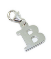 Letter B Initial sterling silver charm on lobster clip .925 x 1 Letters charms