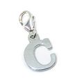 Letter C Initial sterling silver charm on lobster clip .925 x 1 Letters charms