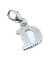 Letter D Initial sterling silver charm on lobster clip .925 x 1 Letters charms