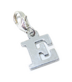 Letter E Initial sterling silver charm on lobster clip .925 x 1 Letters charms