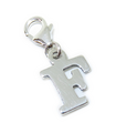 Letter F Initial sterling silver charm on lobster clip .925 x 1 Letters charms