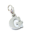 Letter G Initial sterling silver charm on lobster clip .925 x 1 Letters charms