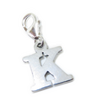 Letter K Initial sterling silver charm on lobster clip .925 x 1 Letters charms