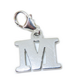 Letter M Initial sterling silver charm on lobster clip .925 x 1 Letters charms