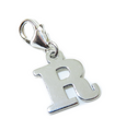 Letter R Initial sterling silver charm on lobster clip .925 x 1 Letters charms