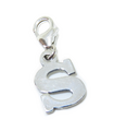 Letter S Initial sterling silver charm on lobster clip .925 x 1 Letters charms