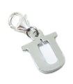 Buchstabe U Initial Sterling Silber Charm auf Hummerclip .925 x 1 Buchstaben Charms