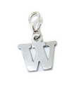 Letter W Initial sterling silver charm on lobster clip .925 x 1 Letters charms