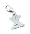 Letter X Initial sterling silver charm on lobster clip .925 x 1 Letters charms