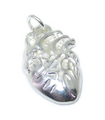 Anatomical Heart 2D sterling silver charm pendant .925 x 1 Medical Hearts charms