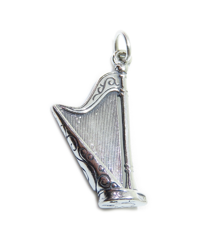 Harp Sterling Silver Charm 925 X 1 String Music And Harps Charms