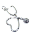 Stethoscope sterling silver charm .925 x 1 Medical Vet Doctor Nurse charms