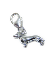 Daschund cane argento sterling TINY clip charm .925 x 1 ciondoli cani bassotto