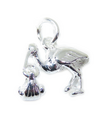 Cigogne et bébé breloque en argent sterling .925 x 1 Breloques pour nouveau-nés