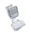 Skrivbord Dator sterling silver charm .925 x 1 Datorer charm