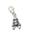 Skull & Crossbones kleine sterling zilveren clip on charm .925 x1 Piraten hangers/bedels