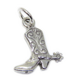 Breloque botte de cowboy en argent sterling .925 x 1 Breloque bottes de cowgirl