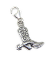 Breloque botte de cow-boy en argent sterling .925 x 1 Breloque botte de cow-boy