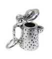 Kaffeekanne mit Deckel zum Öffnen Sterling Silber Charms .925 x 1 Getränke Charms