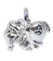 Chien pékinois breloque en argent sterling .925 x 1 Breloques chiens pékinois