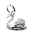 Swan breloque en argent sterling .925 x 1 Breloques oiseaux et cygnes