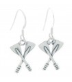 Crossed Oars sterling silver earrings 925 x 1 pair rowing drops