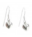 Tiny Puffed hollow heart dangle earrings .925 x 1 pair drops