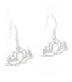 Lotus Flower sterling silver drop earrings .925 x 1 pair drops