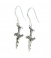 Dagger - Knife sterling silver earrings .925 x 1 pair dangles daggers knives