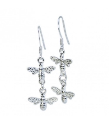Very pretty bee sterling silver dangle earrings .925 x 1 pair bees drops