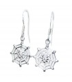 Spider on web sterling silver hook earrings 925 x 1 pair