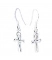 Ankh Cross sterling silver earrings .925 x 1 pair drops Ankhs