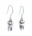 Tooth Molar sterling silver earrings .925 x 1 pair drops teeth