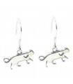 Cat & Heart sterling silver drop earrings .925 x 1 pair drops