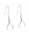 Wishbones sterling silver hook earrings 925 x 1 pair luck drops