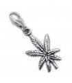 Cannabis leaf on clip sterling silver charm .925 x 1 Drug leaves charms