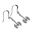 Double Headed Axe sterling silver earrings .925 x 1 pair axes drops