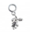 Eiche Baum Blatt und Eicheln SMALL Sterling Silber Bead Charm .925 x 1 Mighty Oaks