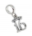 Sweet 16 Sixteen breloque en argent sterling .925 x 1 breloque 16e anniversaire