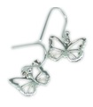 Butterfly sterling silver dangle earrings hook fittings .925 x 1 pair